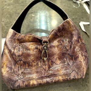 Dooney & Bourke Brown Shoulder Bag with Snakeskin Finish